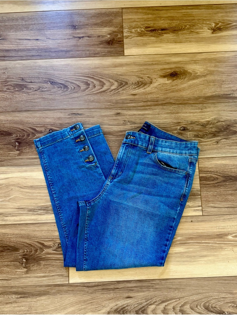 Talbots Blue Skinny Jeans with Button Ankle